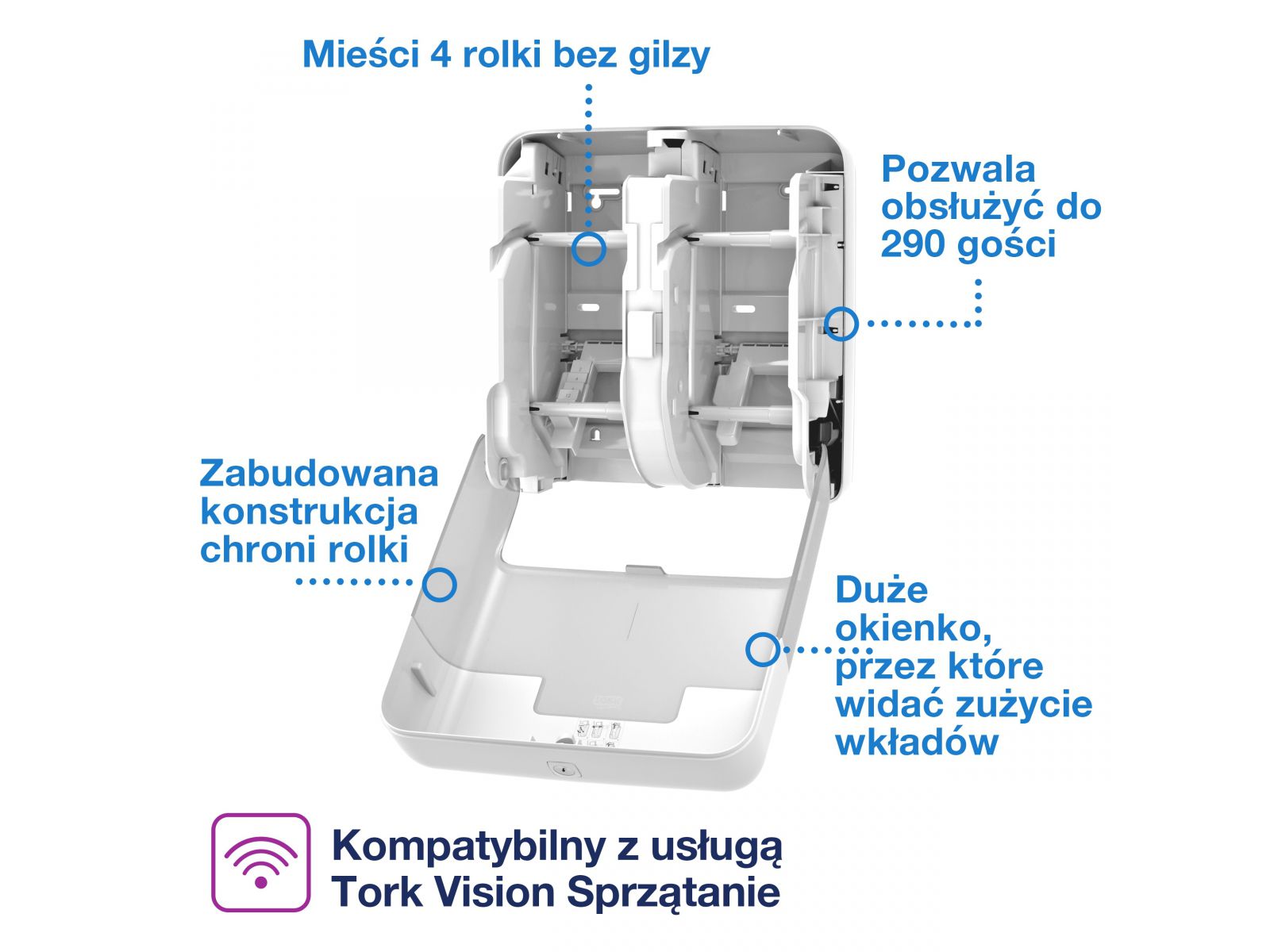 Dozownik papieru toaletowego Tork 558051 OptiServe T7 Biały 4 rolki